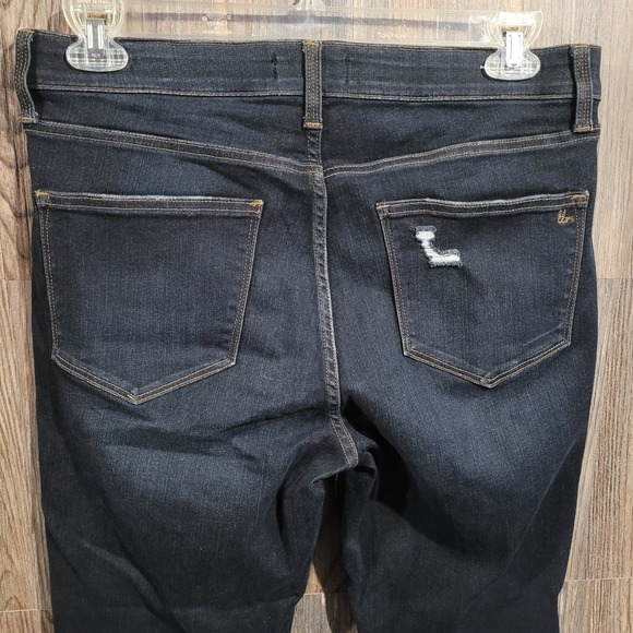 Lularoe Tummy Control Distressed Ankle Jeans Size 32 x 26.5 High Rise Dark Wash - Picture 5 of 10